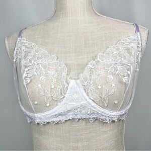 Hanky Panky In Full Bloom Underwire Bra White Lavender Limited Edition Large